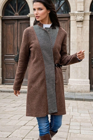 Kahve, Deri Tokalı, Zincir Garnili, Hakim Yaka, Kaşe Kaban Kahve