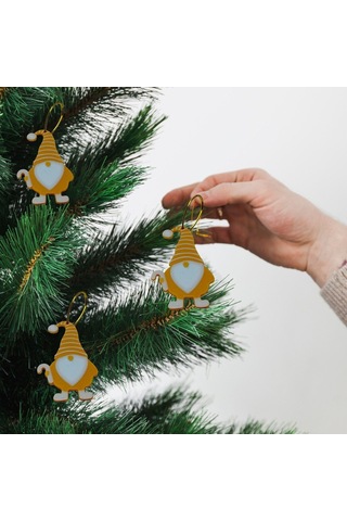 Gnom Noel Cücesi-krem- Çam Ağacı Süsü 3lü Diğer