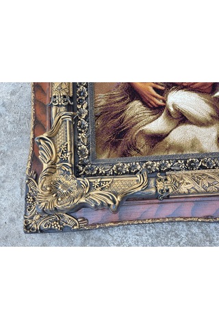 Siyular Kızılderili Aşıklar Adlı İran Tebriz Halı Tablo 95x75cm - Duvar Halı Kilim Tablo Model 2