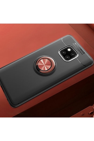 Huawei Mate 20 Pro Kılıf Yüzüğü Stant Ve Araç Tutucu Olabilen Şık Esnek Premium Silikon Kapak Ryc/ravel Siyah - Rose Gold
