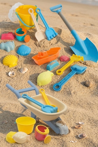 Waldern Toys Lux 24 Parça El Arabası Gemi Büyük Orta Boy Kova Kürek Takımı Plaj Seti