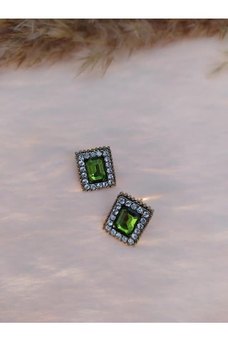 Hdmarketim Swarovski Yeşil Renkli Işıltılı Taşlı Sallantılı Küpe Çok renkli