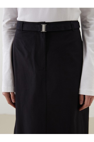 Lcw Modest Siyah Beli Kemerli Dar Fit Kadın Etek