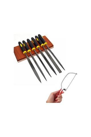 Küçük Metal Demir Plastik Saplı 16 CM Törpü ve Kıl Testere Eğe Seti