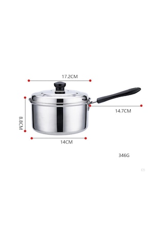 Kapaklı Yapışmaz Tencere Pişirme Kaynatma Kazanı Paslanmaz Çelik Süt Erişte Makarna Tencere Sosu 18cm