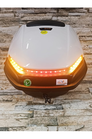 G Motosiklet Arka Çanta 33lt Işıklı Stop Sağ Sol Sinyal Beyaz