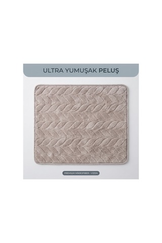 Premium Soft Vizon Gri Yaprak Desenli Peluş Mikrofiber Bez 30x40 Cm - Çok Amaçlı Ev, Ofis Ve Oto İçin