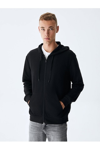 Ltb Düz Kapüşonlu Fermuarlı Regular Fit Siyah Sweatshırt 011258605060019 200 Siyah