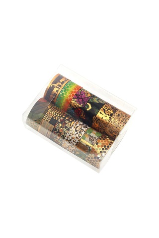 Neevoyu Vahşi Hayvan Desenli 12'li Set Folyo Altınlı Washi Bandı - 3 Metre Uzunlukta El Defteri, Ajanda Ve Hediye Paketi Dekorasyon Kullanıma Uygun