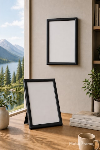 13x18 5r Plastik Fotoğraf Çerçevesi Şeffaf Pvc Korumalı Arkalık Ayaklıklı Poster Resim Belge Sertifika Çerçevesi Siyah