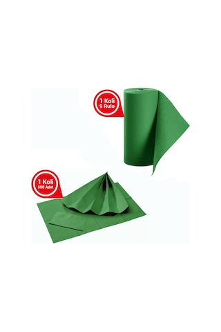 Dentreal Avrupa Rulo Hasta Önlüğü Ve Tabla Örtüsü Takım Koyu Yeşil