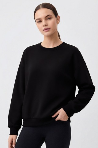 Tommy Life Basic Oversıze O Yaka 2li Paket Siyah Kadın Sweatshirt - 97053