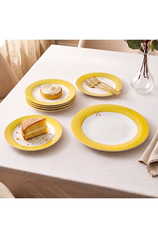 Aryıldız Nila 7 Parça 6 Kişilik Pasta Takımı Sarı Çok Renkli