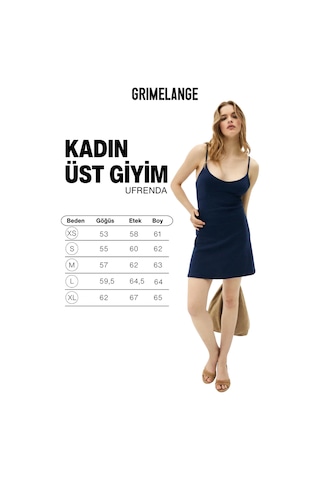 Grimelange Ufrenda Kadın Yumuşak Ve Esnek Kumaşlı Sırt Dekolteli Askılı Mini Lacivert Elbise