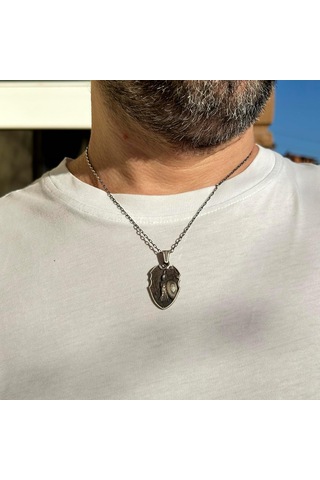 925 Ayar Gümüş, Spartalı Savaşçı Kolye, Erkekler İçin Hediye Gümüş Zincir İle Gümüş