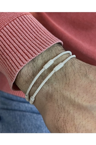 Kazzaze Oksitli Gümüş Kazaziye El Yapımı Çift Sıra Bileklik