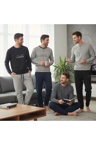 Bonbon Erkek Pamuklu Bohçalık Ve Çeyizlik 4 Adet 2'li Pijama Takımı Bb2484 Çok Renkli