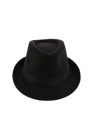 El Yapımı Doğal Yün Keçe Klasik Tasarım Şapka Yapısal Ve Şık Siyah