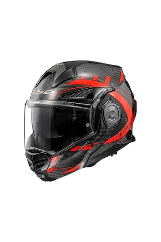 Ls2 Advant X Karbon Future Çene Açılır Kask Kırmızı - Siyah