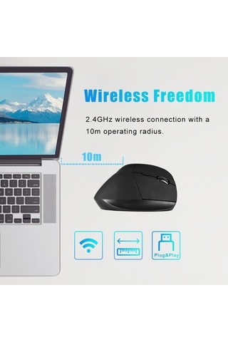 Dancemonkey Dikey Tasarım, 10m Kablosuz, Ergonomik Optik Fare Usb-c Şarjlı Konfor Ve Hassasiyet Optik