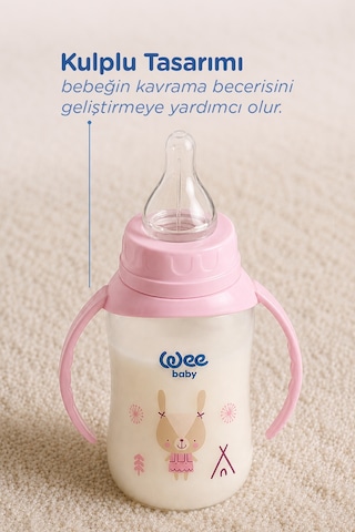 Wee Baby Klasik Kulplu PP Biberon 150 ML Pembe