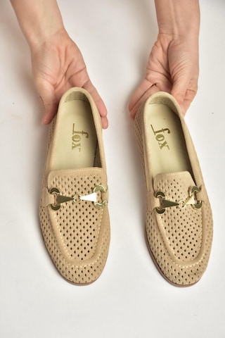 Fox Shoes Y291262402 Bej Süet Toka Detaylı Kadın Babet Bej