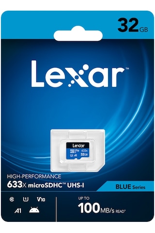 Lexar Blue Series 32 GB 633X MicroSDHC UHS-I 4K UHD V10 U1 A1 C10 Hafiza Kart