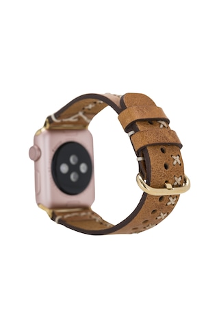 Apple Watch Uyumlu Deri Kordon 42-44-45mm Aqua V18 Taba Diğer