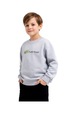 Baglan Erkek Çocuk Önü Arkası Baskılı Sweatshirt Bgl-st05239 Gri