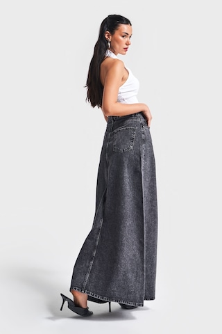 Itsbasic Kadın Antrasit Kot Rengi 3s5-14 Çan Kesim %100 Koton Maxi Boy 100 Cm Denim Etek