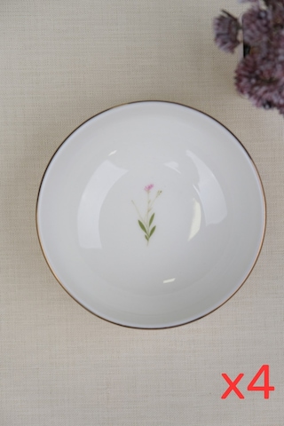 Tabak Evi Porselen Natura Çuha Altın Yaldız Kase 13,50cm 4 Lü Çok Renkli