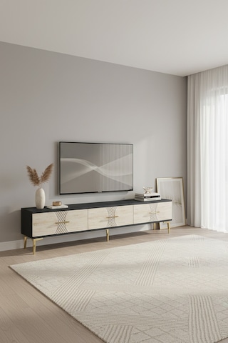 Tsa1832bg Slim Tv Stand, Tv Sehpası Beyaz-gold 180cm