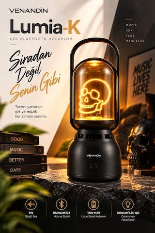 Z15-k Lumia-k Bluetooth Hoparlörlü Led Gece Lambası 5w, 1800k Sıcak Işık, 160 Lümen, Tws - Siyah Kırmızı