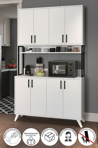 Bofigo 8 Kapaklı Çok Amaçlı Dolap Defne Mutfak Dolabı Erzak Dolab