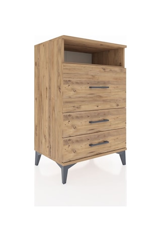 Hyperion Komodin Tek Raflı 3 Çekmeceli 60x44x96 Çam-çam Çam