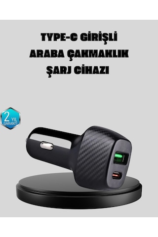 Pd Destekli 38w Araç Şarj Başlığı Type-c + Usb Çift Çıkış Hızlı Şarj 78652617