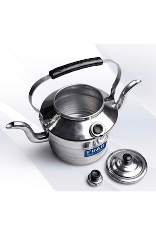 Fuar Alüminyum Kamp Çaydanlığı 3 Litre - Süzgeçli Demlik - 2 Si 1 Arada Çift Taraflı Çaydanlık Seti Alüminyum - Gri