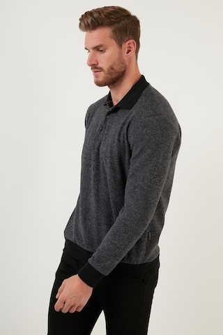 Buratti Pamuklu Regular Fit Düğmeli Polo Yaka Erkek Kazak 456211 Gri