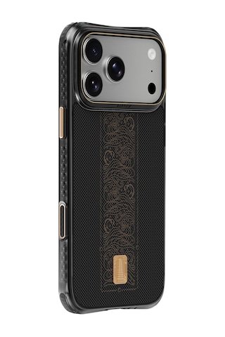 Apple iPhone Uyumlu 18 Pro Max Kılıf M-safeli Raptic Aramid Dual Rise Serisi 24 Ayar Altın Kaplamalı Karbon Siyah
