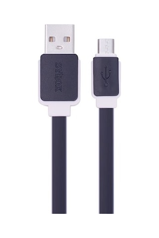 Syrox C63 Micro Usb Şarj Ve Usb Data Kablosu Yassı 2.0A 1.2Mt Siy