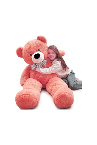 130 Cm Papyonlu Sevimli Peluş Ayı - Sevgiliye Özel Hediye Nar Çiçeği