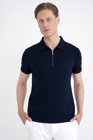 Efor Slim Fit Esnek Pamuklu Fermuarlı Lacivert Polo Yaka Tişört Ts 926