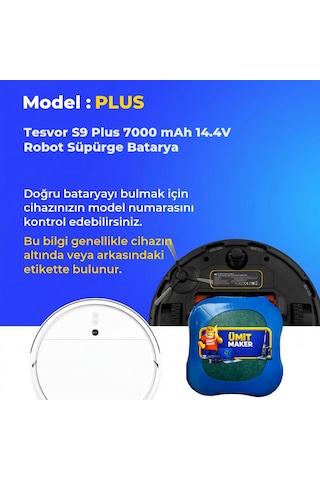 Tesvor S9 Plus 7000 Mah 14.4v Robot Süpürge Batarya