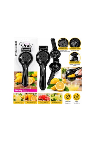 Limon Sıkacak Siyah Kollu Pres Modeli Döküm Limon - Meyve Sıkacak 5570
