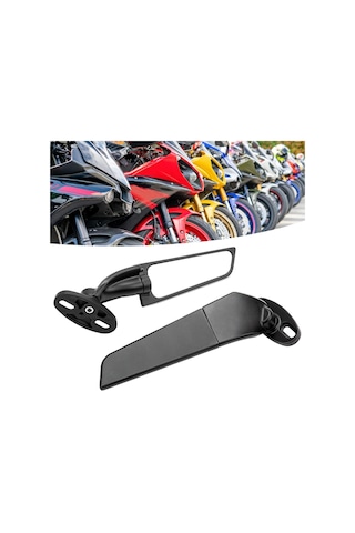 Motosiklet Aynası Yarasa Model Rüzgar Kanadı Uzun Model Siyah