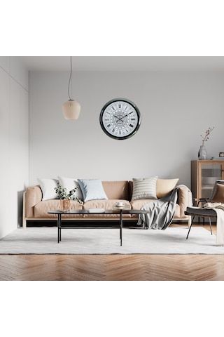 Krom Motifli Dekoratif 52 Cm Metal Duvar Saati Çok Renkli