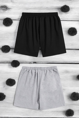 Uyguntarz 2'li Paket Unisex Pamuklu Rahat Penye Şort Antrasit