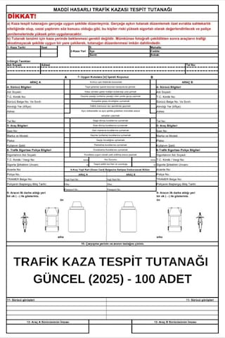 Trafik Kaza Tesit Tutanağı Güncel 2025 - 100 Adet