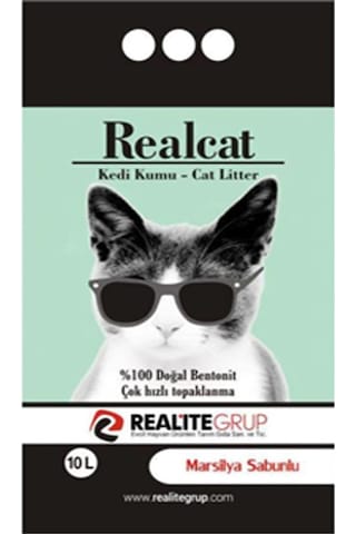 Realcat Pudra Kokulu Kedi Kumu 10 L + Marsilya Sabunu Kokulu Kedi Kumu 10 L