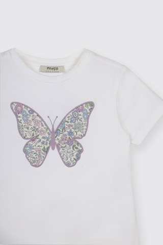 Panço Liberty Kumaş Çiçek Nakışlı Kız Çocuk Tişört 5611gk05002 Krem